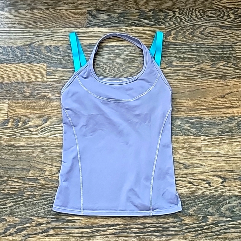 GapBody Fit Athletic halter tanktop purple with teal straps size XS